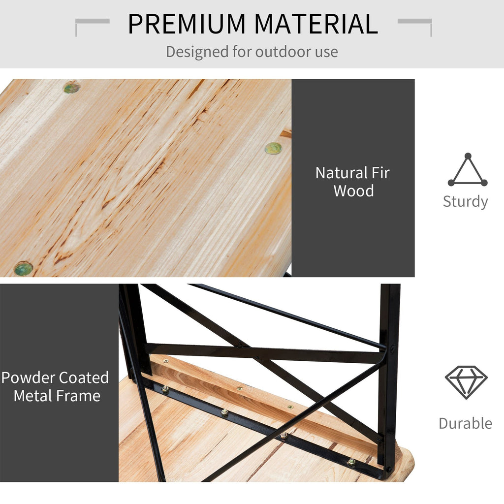 Portable Wooden Picnic Table 6FT Beer Table Set with Benches German Style Anti-Injury Design for Patio Dining