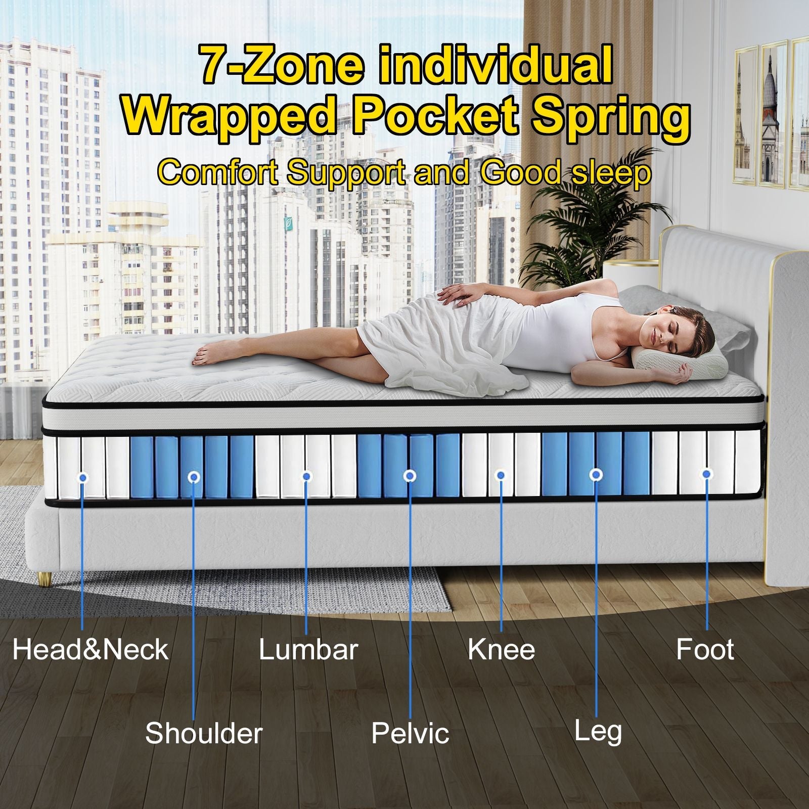 Queen Mattress, 12-Inch Hybrid in A Box | Medium Firm, Cooling Comfort & Motion Isolation, Pocketed Springs, Edge Support | CertiPUR-US Certified, Back Pain Relief | 100-Night Trial