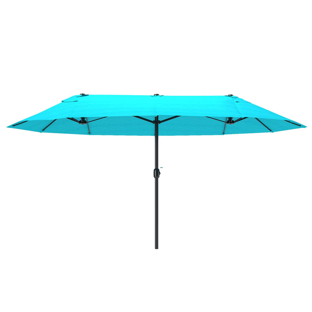 Outsunny Patio Umbrella 15ft Double-Sided Outdoor Market Extra Large Umbrella with Crank Handle for Backyard, Blue