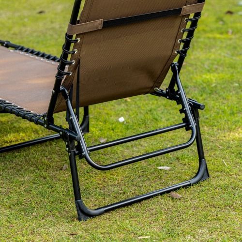 Portable Folding Recliner Chair Lightweight Adjustable Backrest with Removable Pillow Foldable Camping Lounger Sunbathing Bed for Patio Garden Beach Outdoor Use