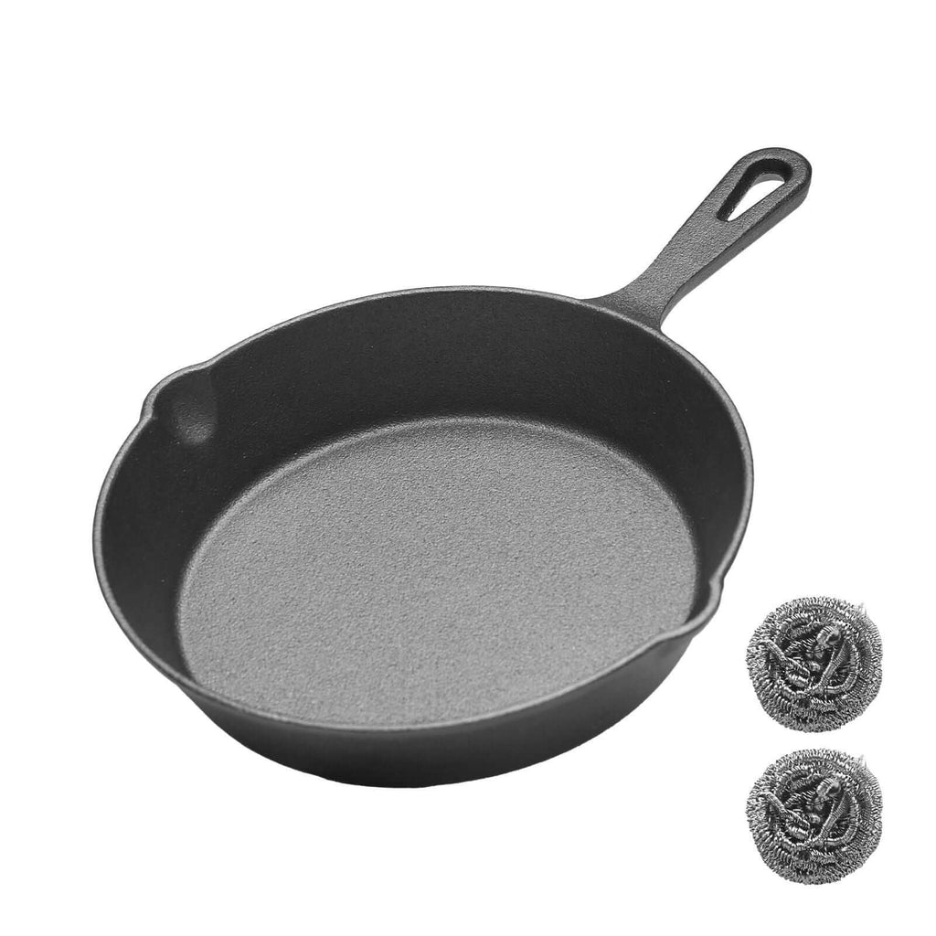 WANGYUANJI Cast Iron Grill Pan, 9.8" Uncoated Skillet with Handle, Multifunctional for Home Use, Outdoor Camping Grill, Steak, Omelette