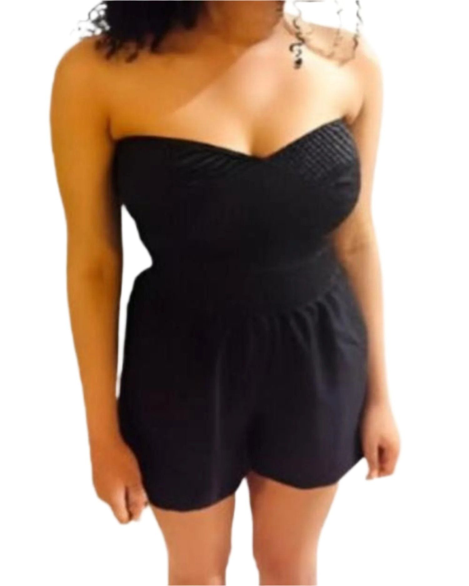 Women Chic Strapless Romper- Black