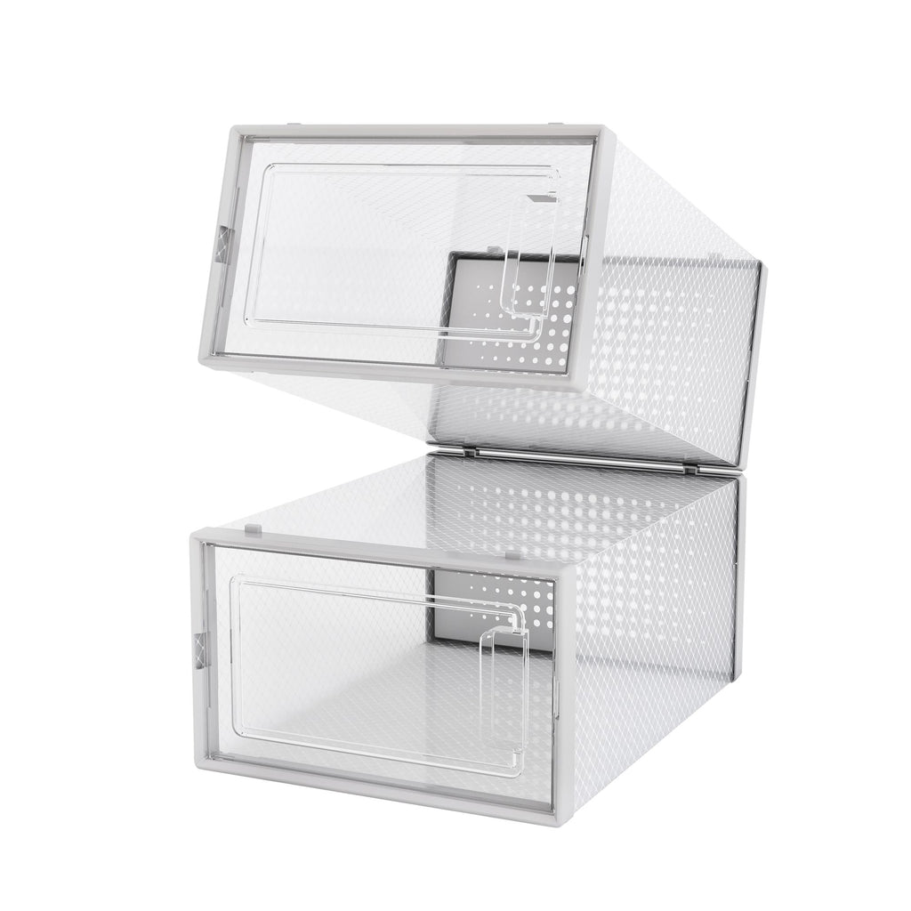 Set of 12 Stackable Clear Plastic Transparent Shoe Storage Box in Home