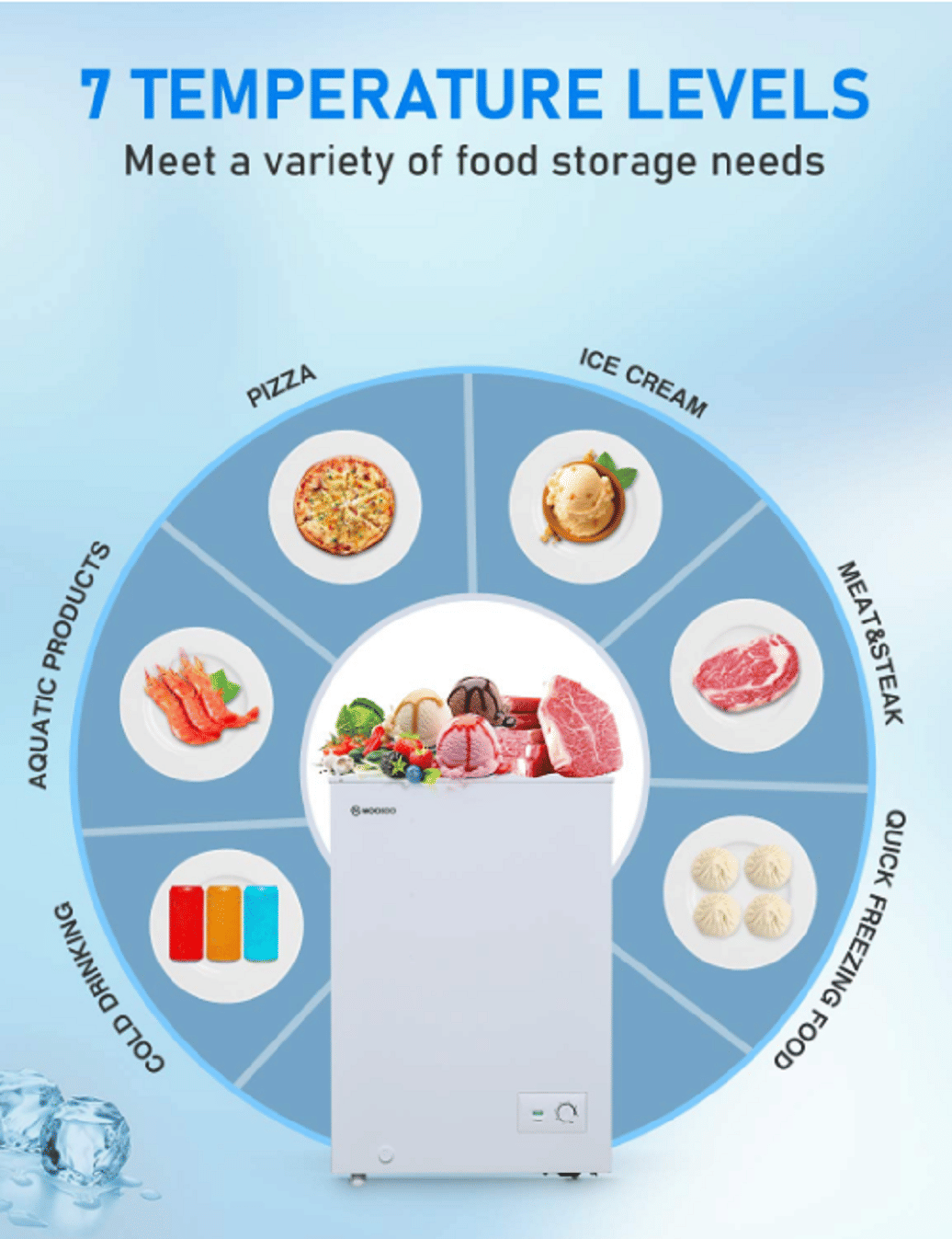 Freezer, 3.5 Cubic Feet with Removable Storage Basket Deep Freezer