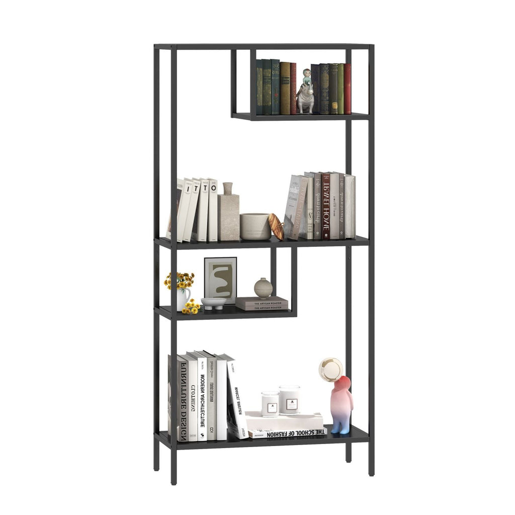 Modern Storage Shelf with 4 Compartments & Metal Legs, Freestanding Organizer,Book Shelves Display Shelves for Living Room, Bedroom, Home Office