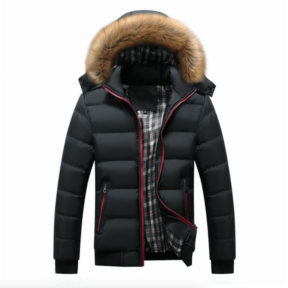 Men's Two Tone Puffer Jacket with Removable Hood