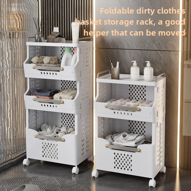 Laundry Basket Bathroom Foldable Dirty Clothes Storage Basket Wall Hanging Shelf
