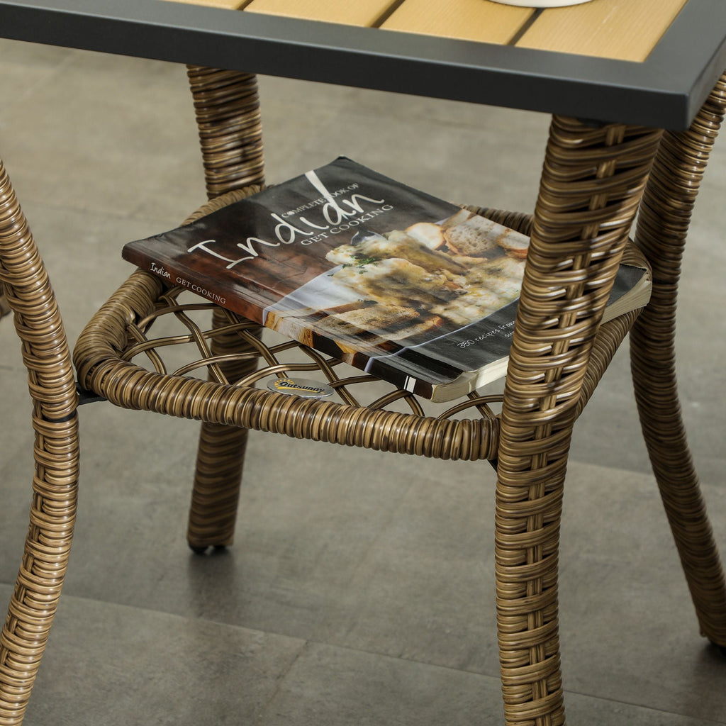 Outsunny 3 Piece Outdoor Bistro Set, Wicker Small Patio Furniture Set with Swivel Glider Chairs for Balcony, Porch, Beige