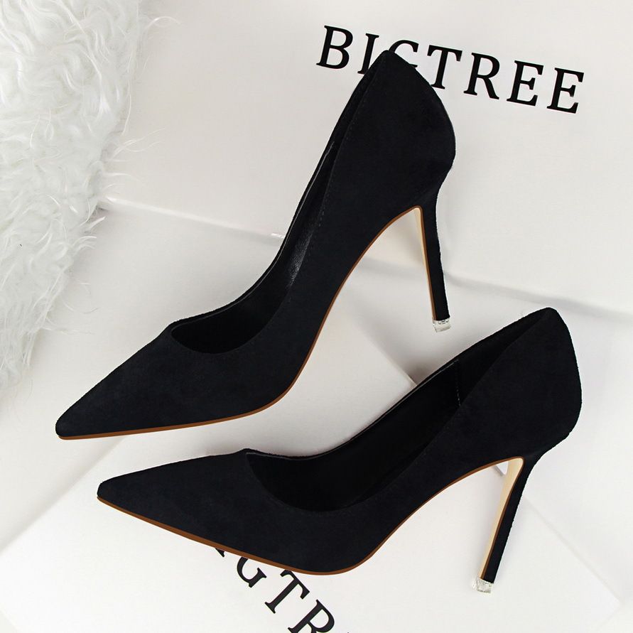 PumpsWomen's high heels; fashion simple high heels; pointed toe suede upper; sexy slim heels