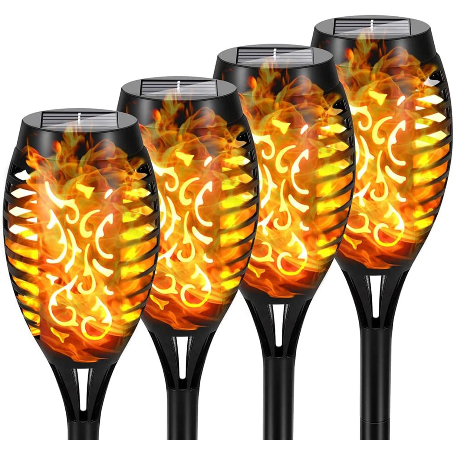 4/8/12pcs/pack Solar Outdoor Lights, 12LED Solar Torch Lights With Flickering Flame For Garden Decor, Mini IP65 Waterproof Landscape Flame Lights For Yard Pathway Patio Pool - Auto On/Off