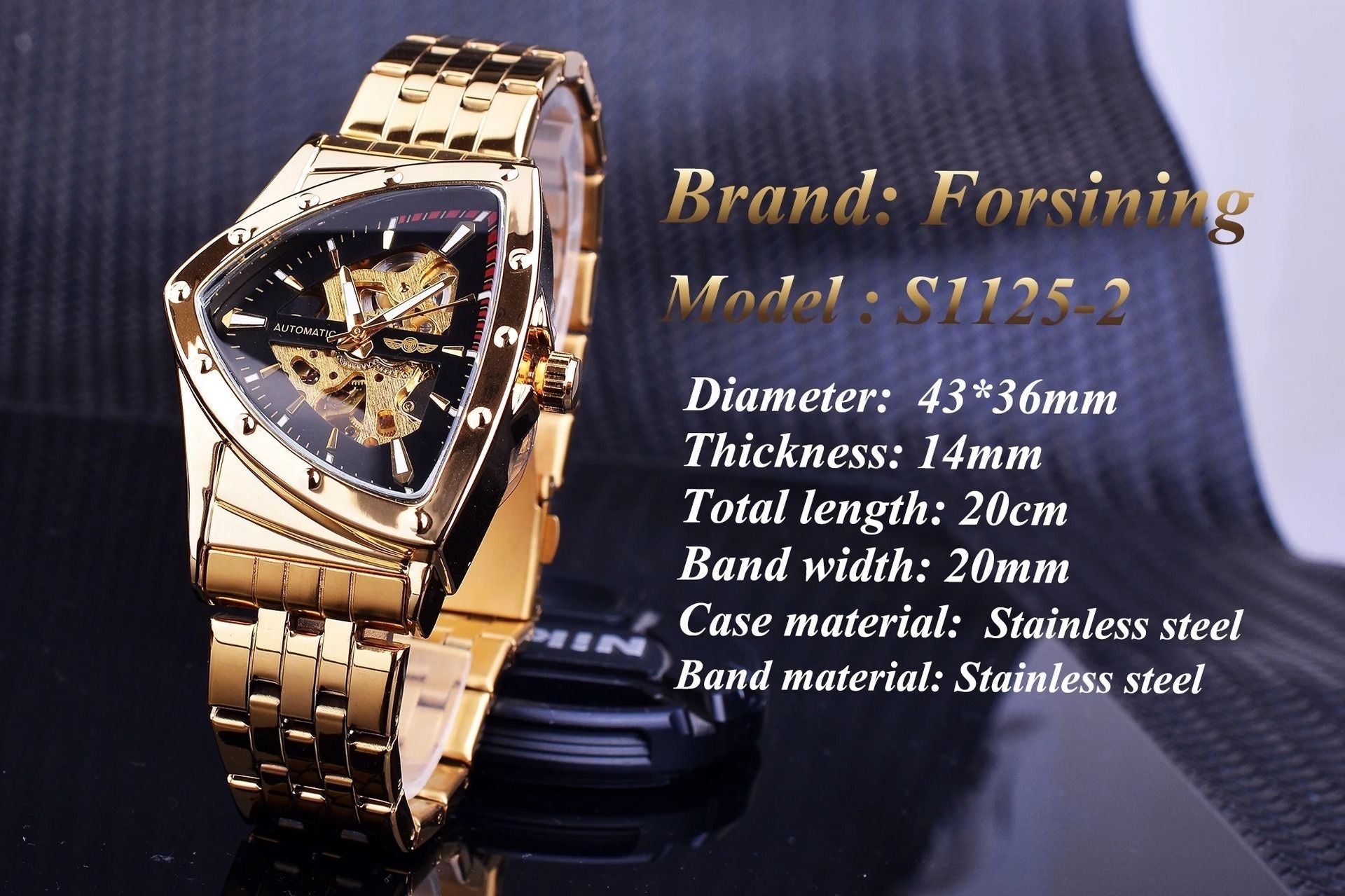 Gentleman's Style Men's Fashion Casual Skeleton Triangle Automatic Mechanical Watch