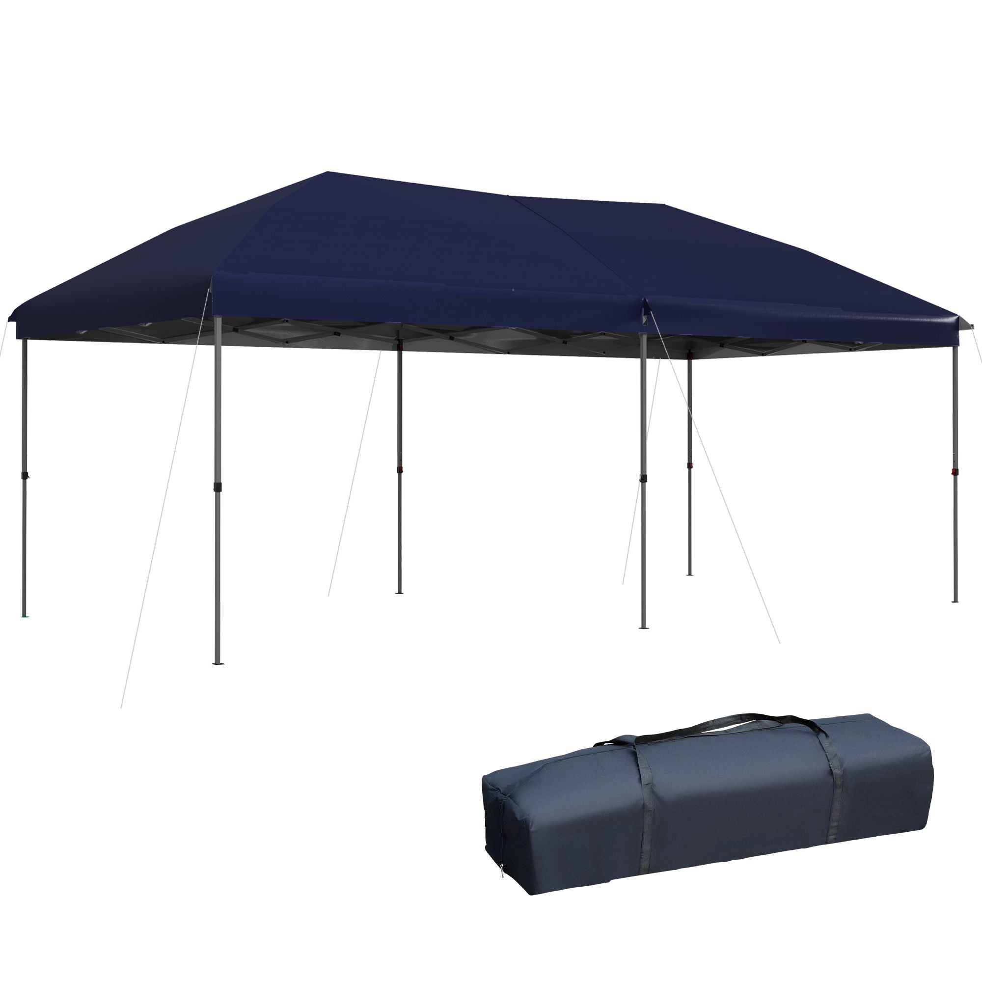 Outsunny 10' x 19' Pop Up Canopy with Easy Up Steel Frame, 3-Level Height Adjustable Event Party Tent with Carrying Bag