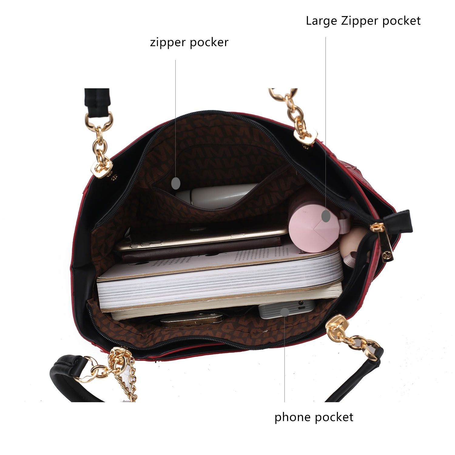 MKF Collection Jules M Logo Printed Vegan Leather Women Tote Bag by Mia k