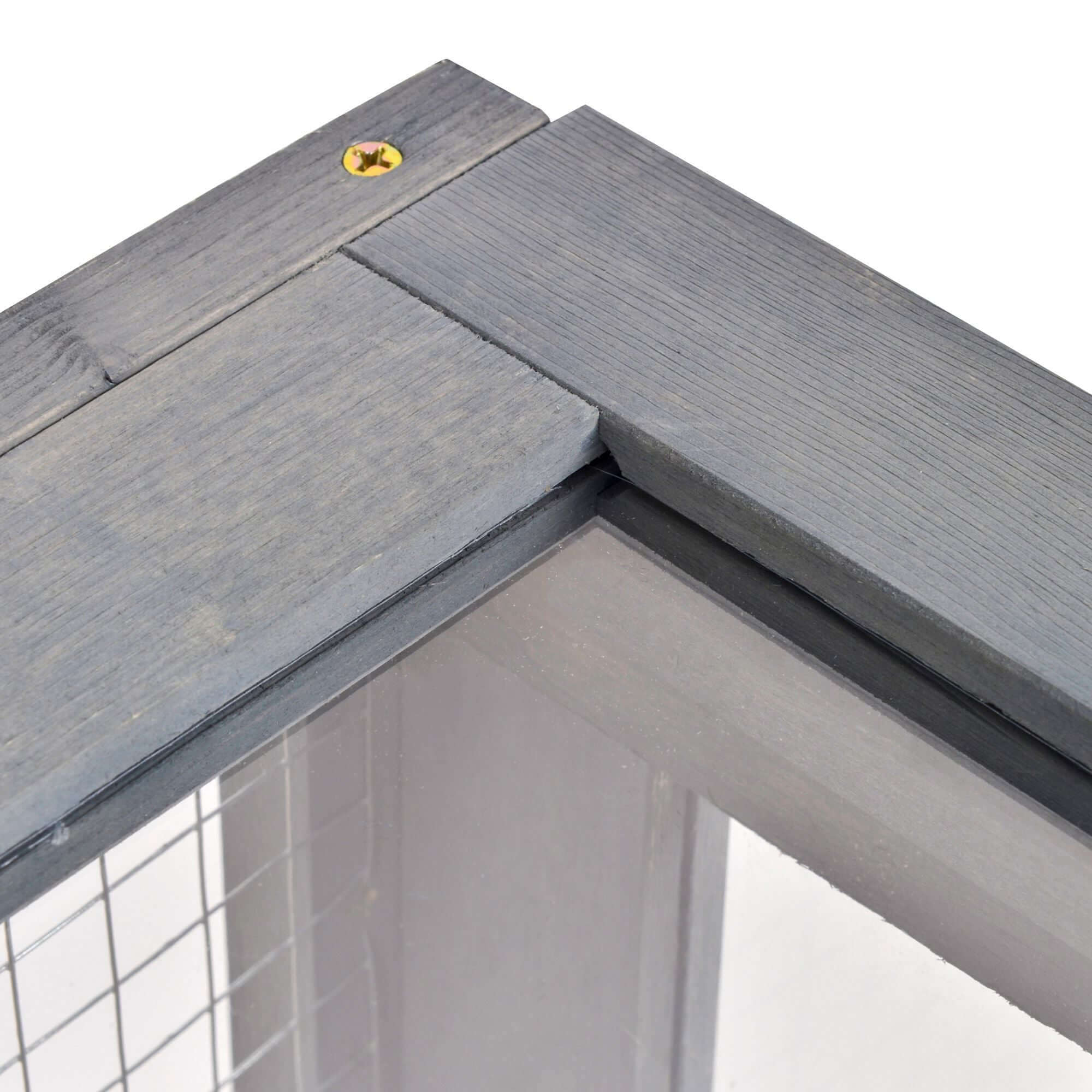 PawHut Wooden Tortoise House Indoor Turtle Habitat Enclosure Outdoor Reptile Cage Gray