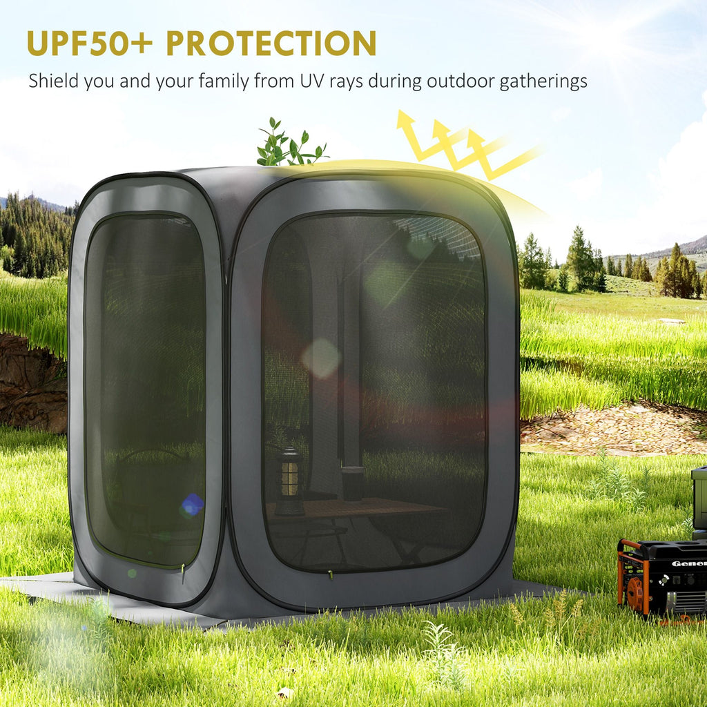 6 x 6ft Pop Up Screen Tent, UPF50+ Portable Camping Gazebo Screen House with Carry Bag, Dark Gray