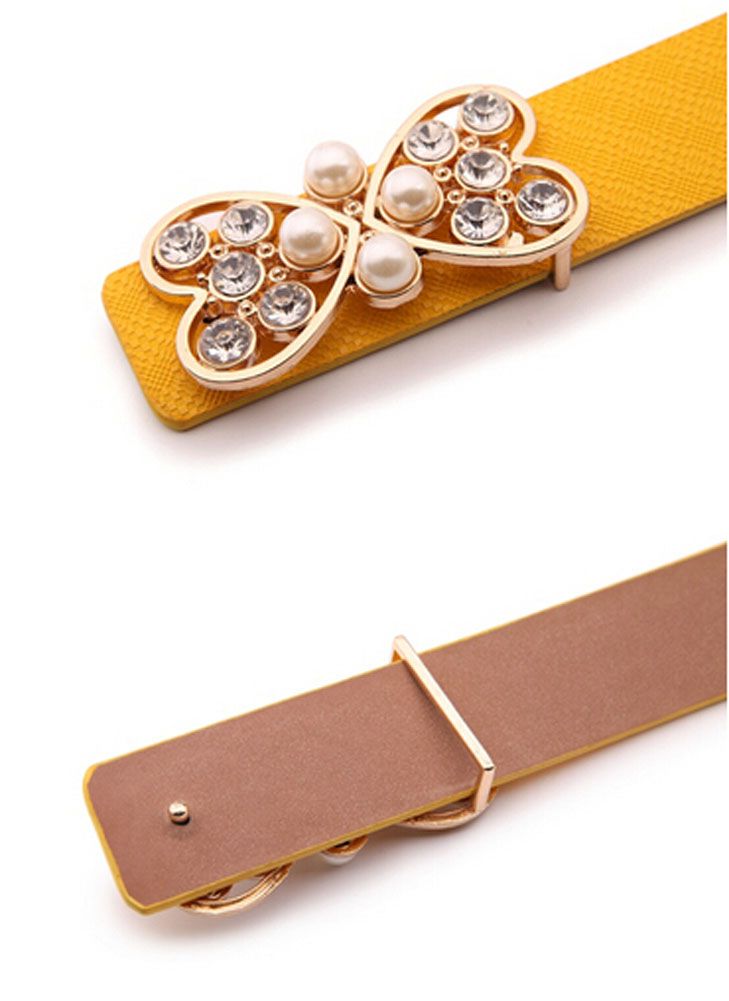 Belts for Women Ladies Rhinestone Butterfly Waist Belts For Jeans Dress; Brown