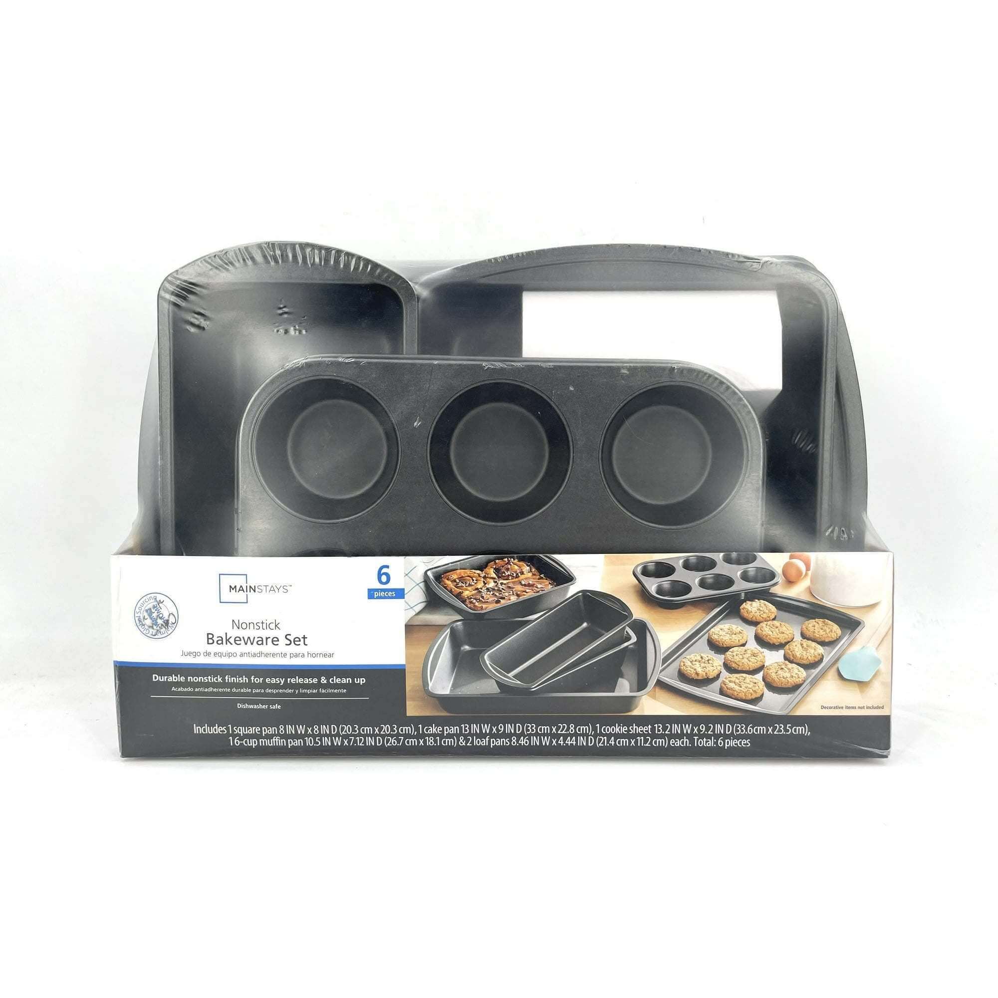 6 Piece Non-Stick Bakeware Sets, Easy for Release and Clean up, Carbon Steel, Gray