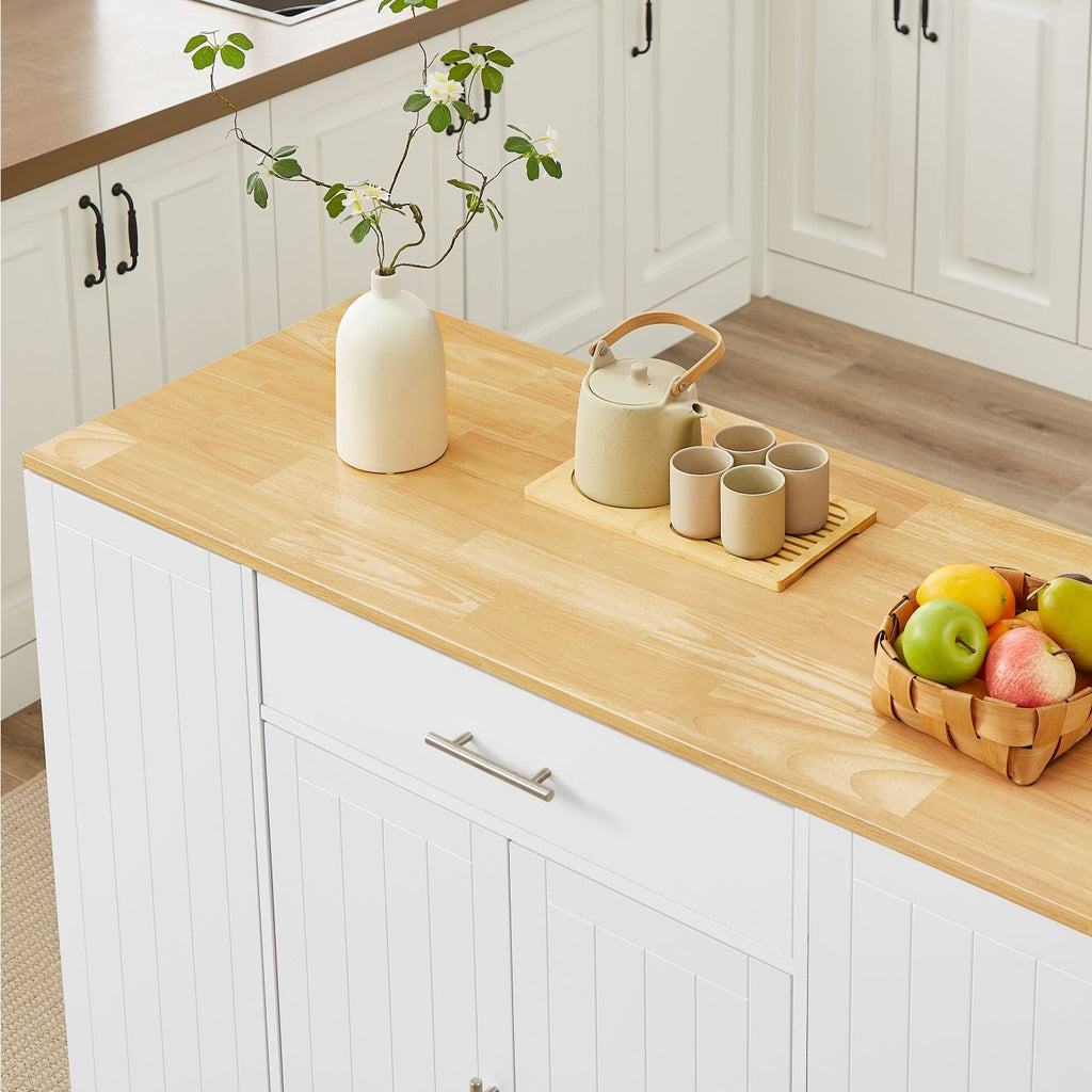 53'' Kitchen Storage Islands with Drawers and Trash Can Storage for Kitchen & Dining. Modern Farmhouse Design, White, 53.2"W x 20.9"D x 38.0"H.