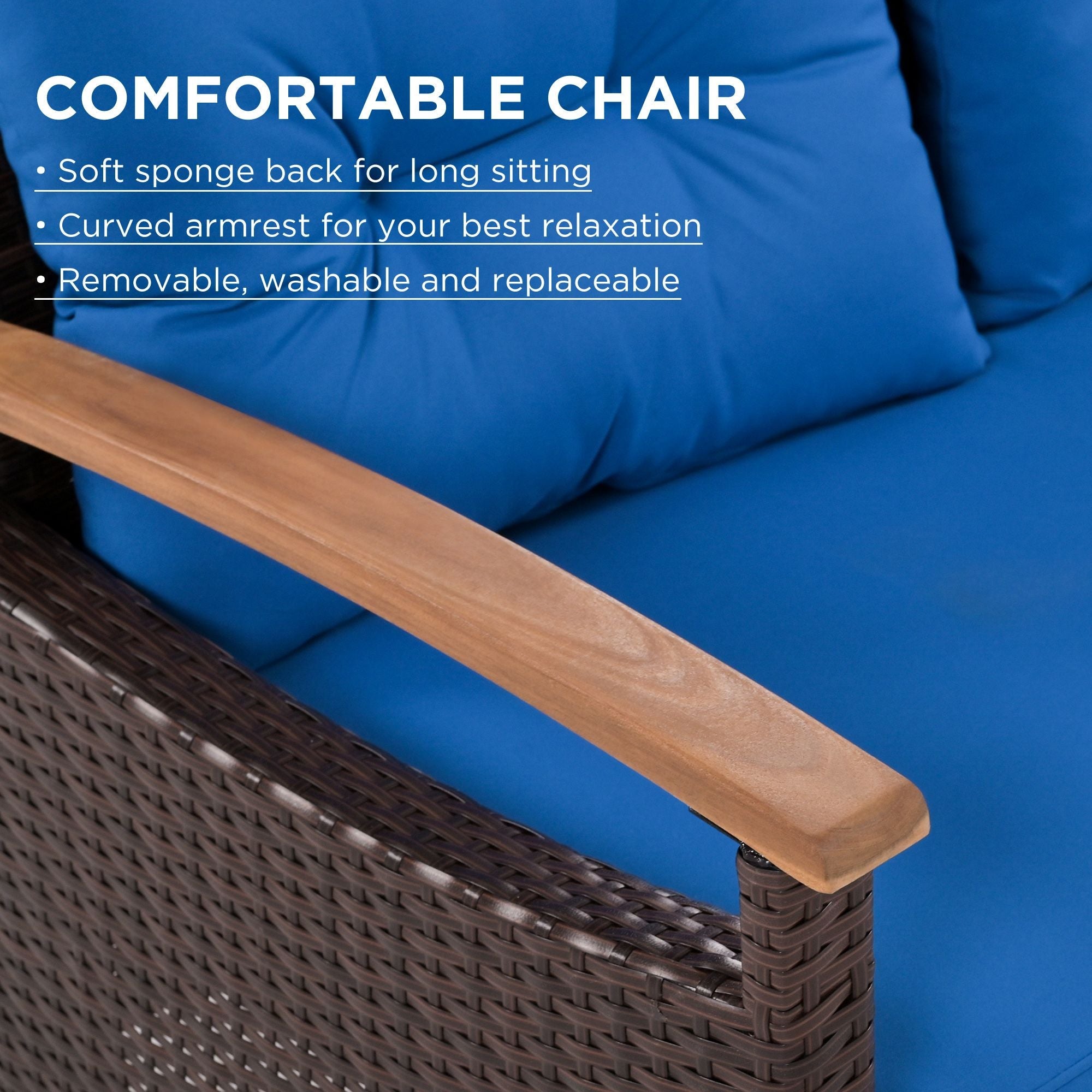 4-Piece Garden Furniture;  Patio Seating Set;  PE Rattan Outdoor Sofa Set;  Wood Table and Legs;  Brown and Beige