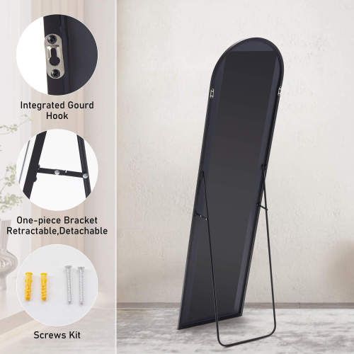 Floor Standing Mirror, Wall Mirror with Stand Aluminum Alloy Thin Frame,21''*64''