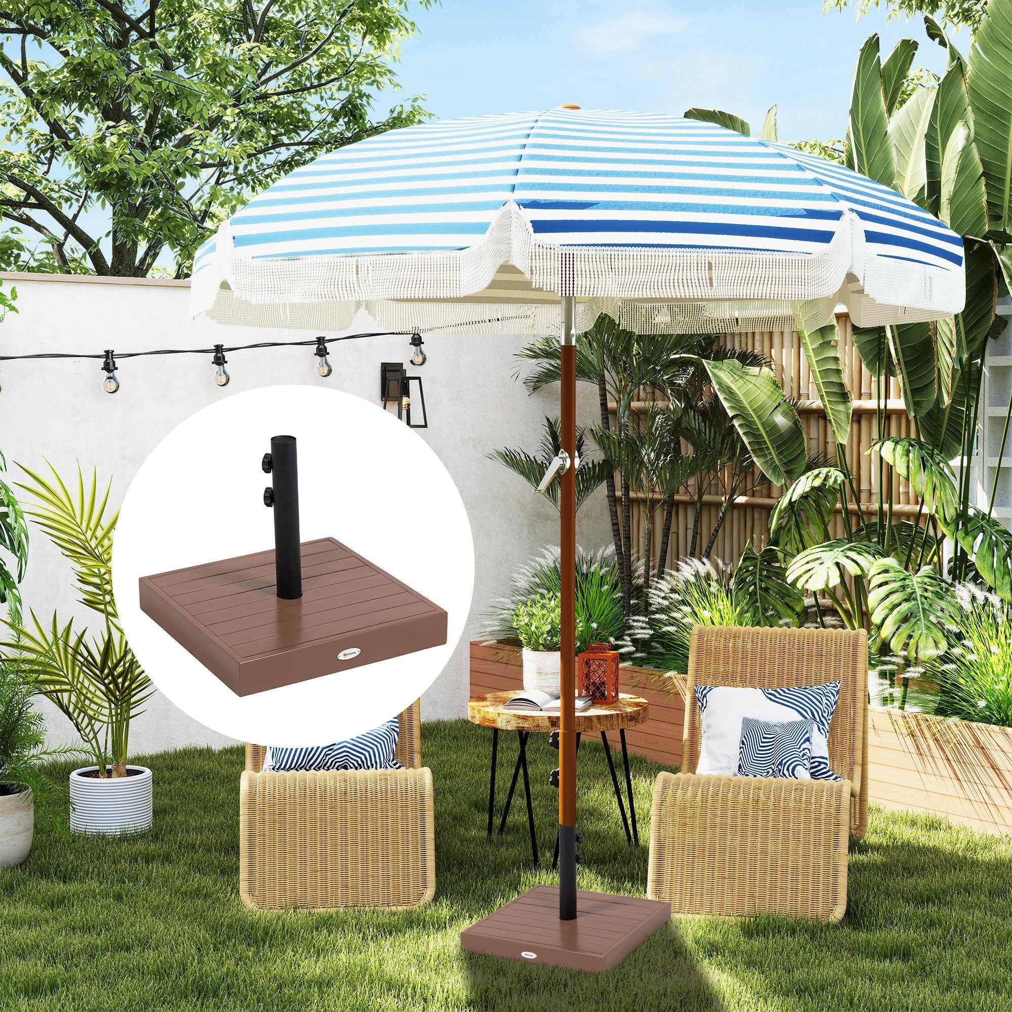 Outsunny Square Patio Umbrella Base, 42 lbs Concrete Heavy Duty Umbrella Base with Holder for 1.25"/1.5" Poles for Outdoor, Lawn, Poolside, Coffee