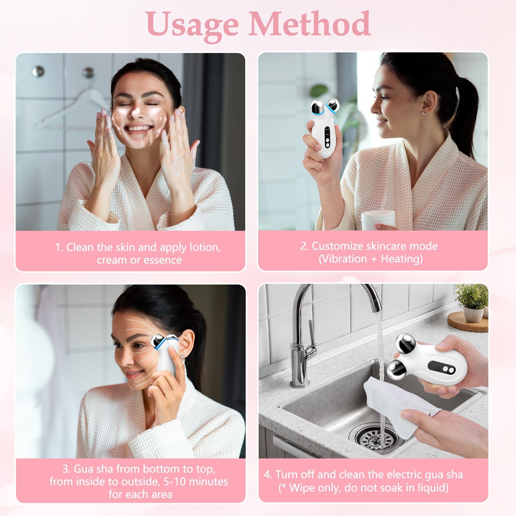 Anti Aging and Wrinkles Microcurrent Facial Device, Boost Skin Care Products Absorption - White