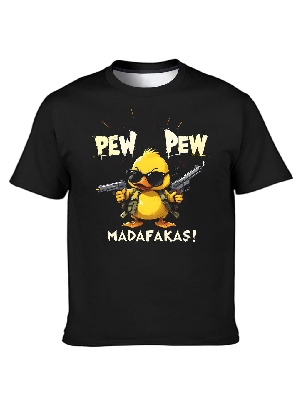 Fun Duck Pattern T-shirt - Breathable And Moisture Absorbing Polyester Fiber, Casual Round Neck Short Sleeve, Men's Summer Fashion Top