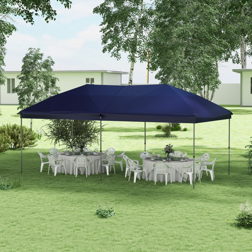 Outsunny 10' x 19' Pop Up Canopy with Easy Up Steel Frame, 3-Level Height Adjustable Event Party Tent with Carrying Bag