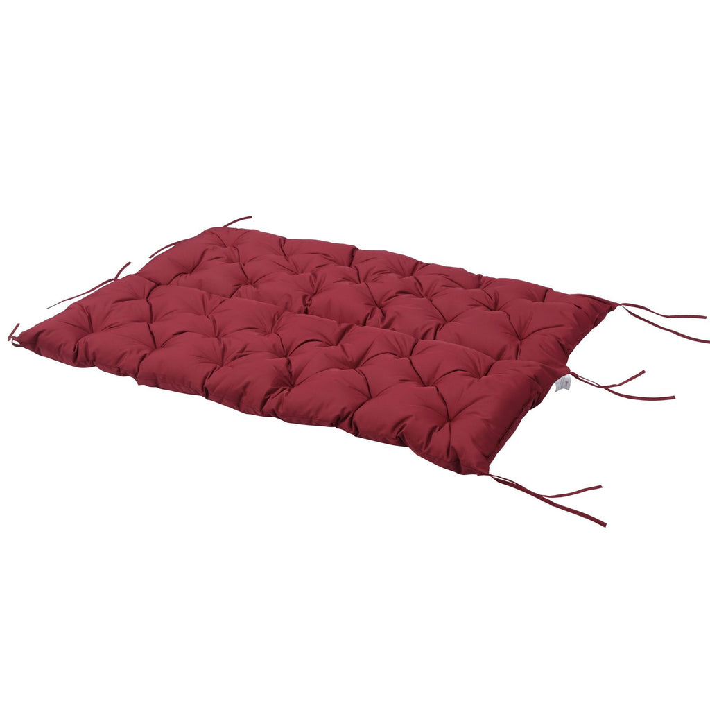 Outsunny Outdoor Bench Cushion Tufted 3-Seater for Swing Chair Patio Sofa Wine Red
