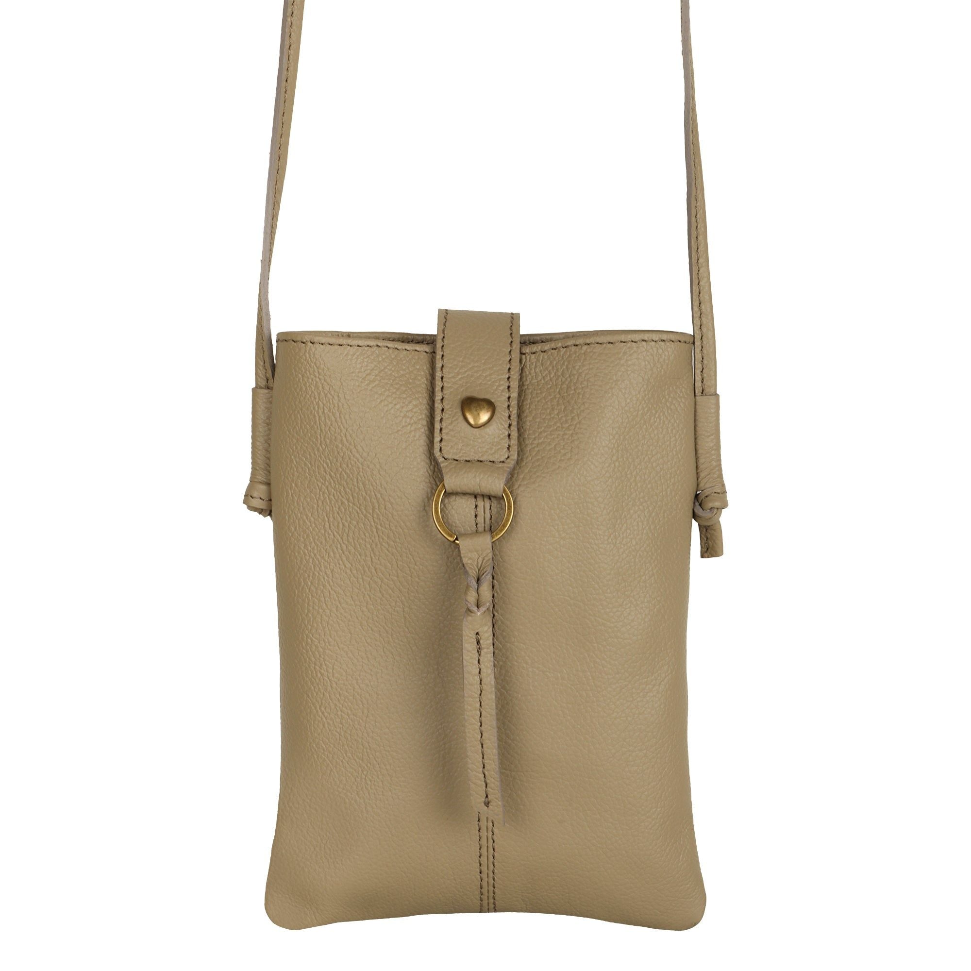 Jennie Small crossbody bag w/ slim strap closure & tassel - Light Brown