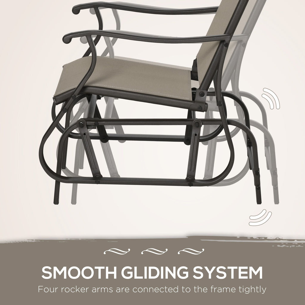 Outsunny 3-Piece Gliding Chair & Tea Table Set, Outdoor 2 Rocker Seats with Steel Frame, Tempered Glass Tabletop, Garden Patio Furniture, Grey