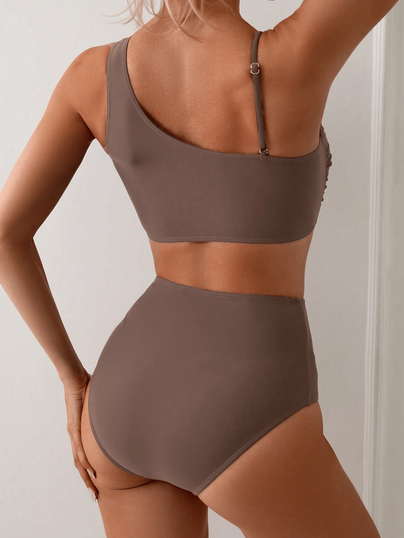 Women's minimalist asymmetrical split style quick drying bikini swimsuit