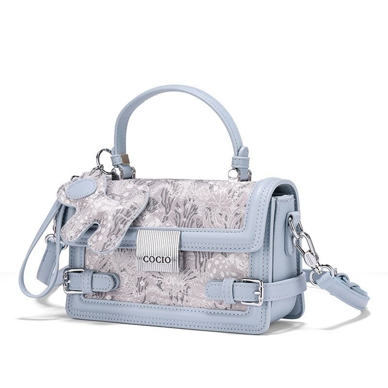 New embroidery handheld small square bag female ins hundred fashion lock buckle single shoulder crossbody bag