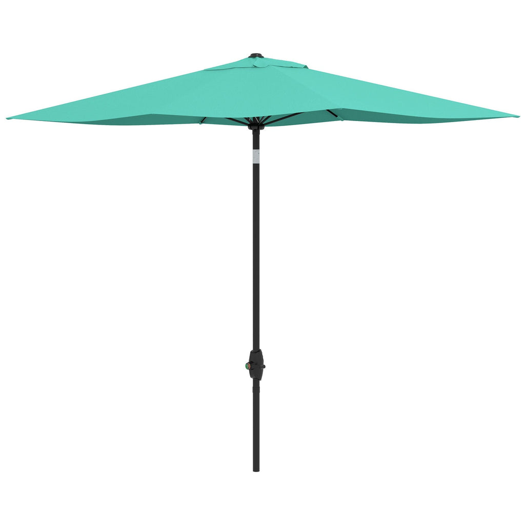 Outsunny 6.6 X 10 ft Rectangular Patio Umbrella Outdoor Table Market Umbrella with Crank & Push Button Tilt for Garden, Lawn, Deck & Backyard, Teal