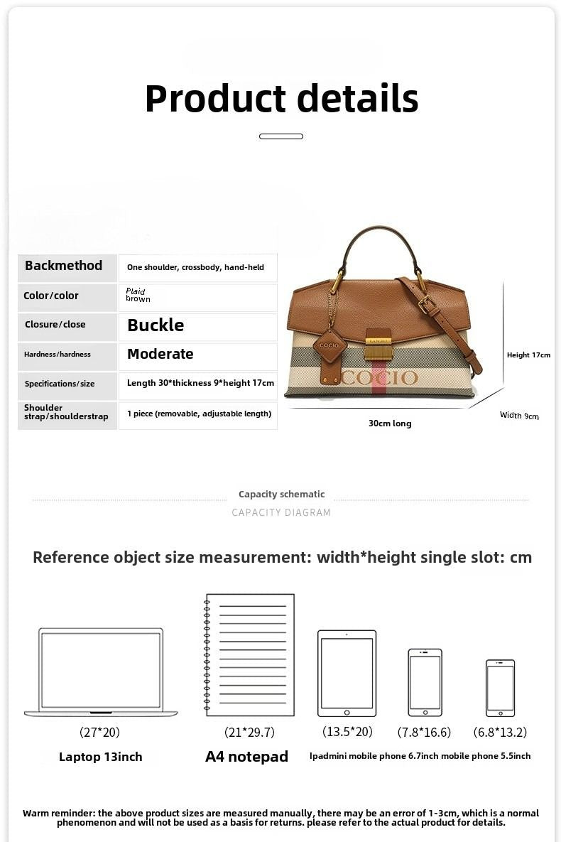 New advanced texture plaid handbag live hot models of fashion women's bags simple versatile new tide