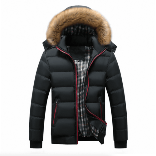 Men's Two Tone Puffer Jacket with Removable Hood