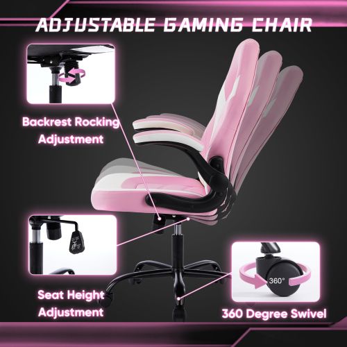 Ergonomic Office Computer Home Gaming Desk Chair Adjustable PU Leather Racing Chair Flip-up Armrest For Christmas Furniture