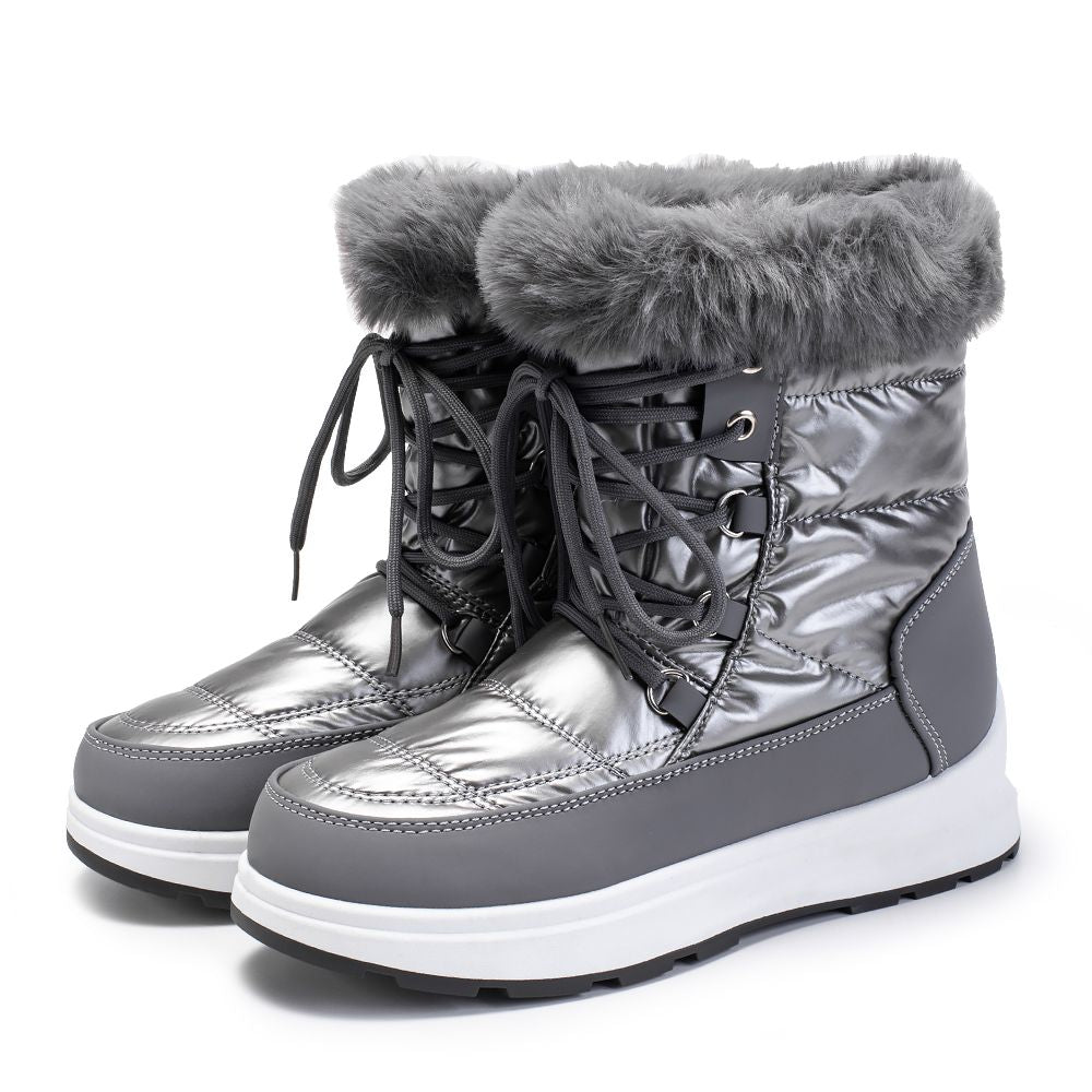 Fashion Snow Boots - Lace-Up Style with Fur Trim