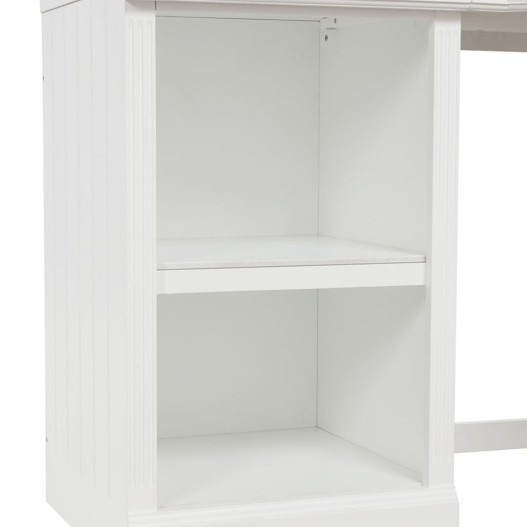 57.68" Modern L Shaped Executive Desk with 2 Storage Cabinets and 3 Drawers,Corner Writing Desk,Office Desk Furniture,Computer Desks with Depth Workstation for Home Office,Living room,White