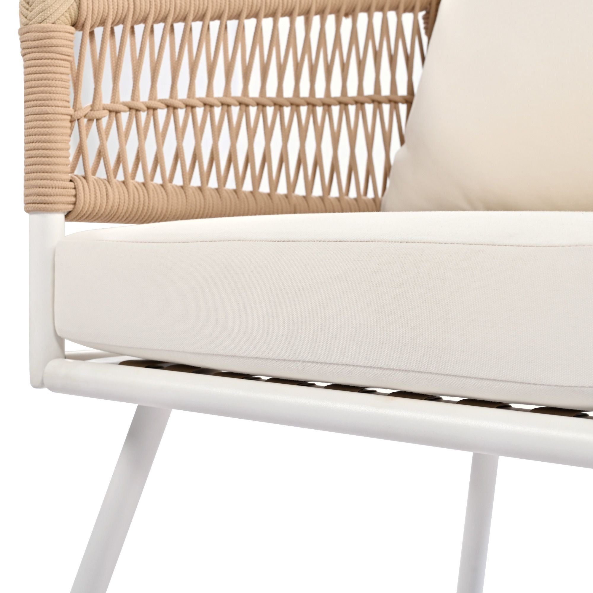 4-Piece Patio Furniture Set, Outdoor Furniture with Acacia Wood Table, Patio Conversation Set with Deep Seating & Thick Cushion for Backyard Porch Balcony