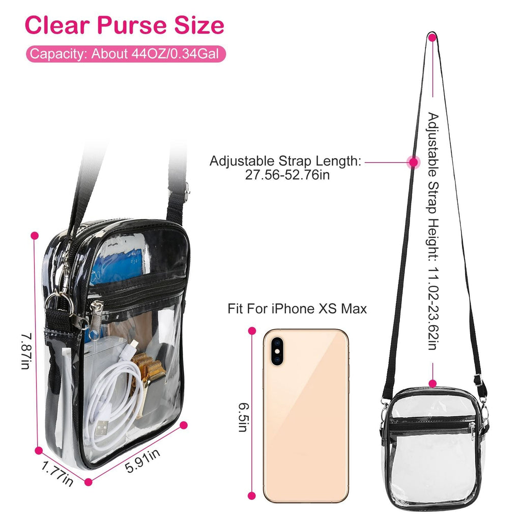 Clear Crossbody Bag Stadium Approved Clear Purse Transparent Small Shoulder Bag See Through Zip Pouch Tote Bag