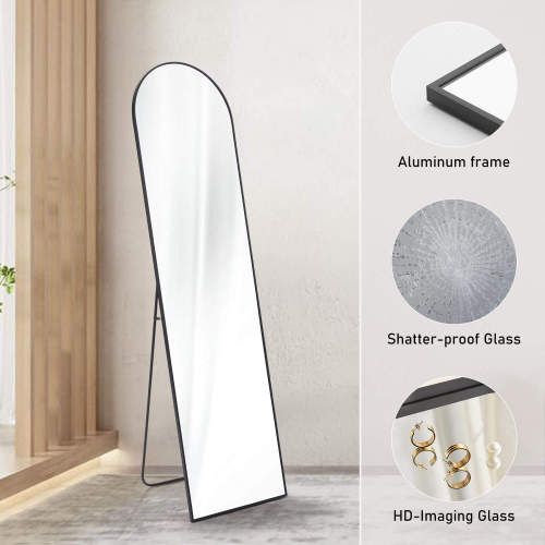Floor Standing Mirror, Wall Mirror with Stand Aluminum Alloy Thin Frame,21''*64''