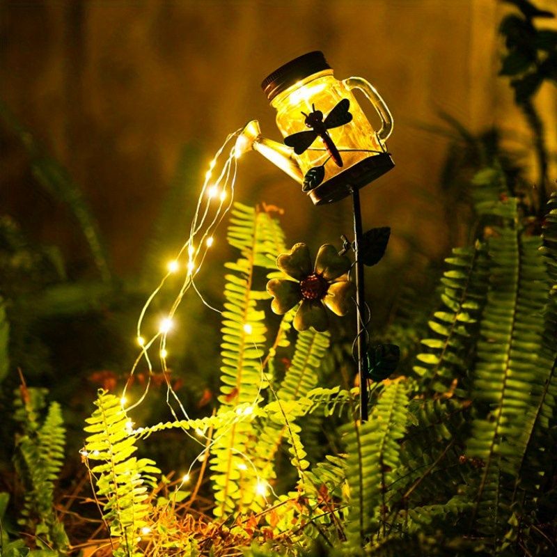 1pc Solar Garden Light; Outdoor Decor Waterproof Butterfly Solar Path Light; Watering Can Lights Hanging Fairy String Lighting For Terrace Patio Lawn Garden Yard Decor