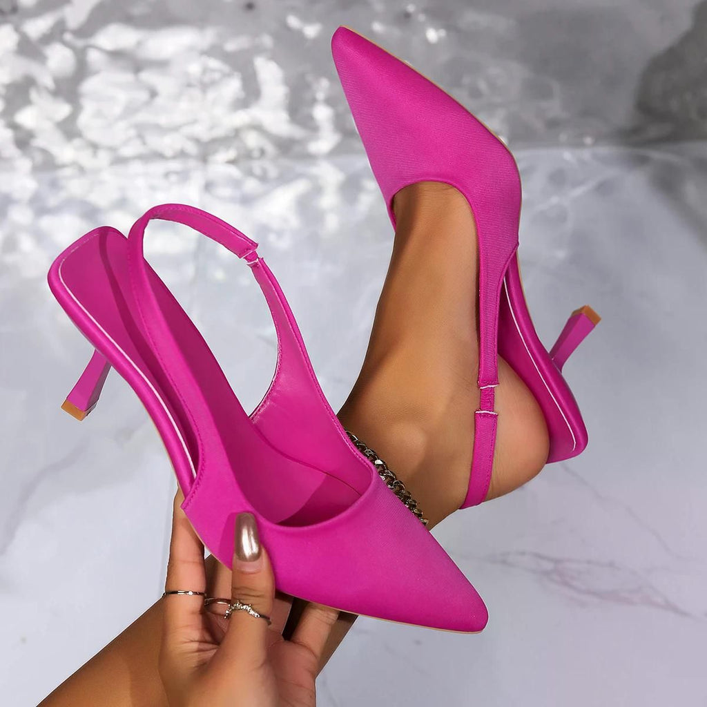 Women Sandals 2024 New Summer High Heels Closed Toe Single Sandals Thin Mid-heeled Fashion Hollow Pointed Toe Women Sandals