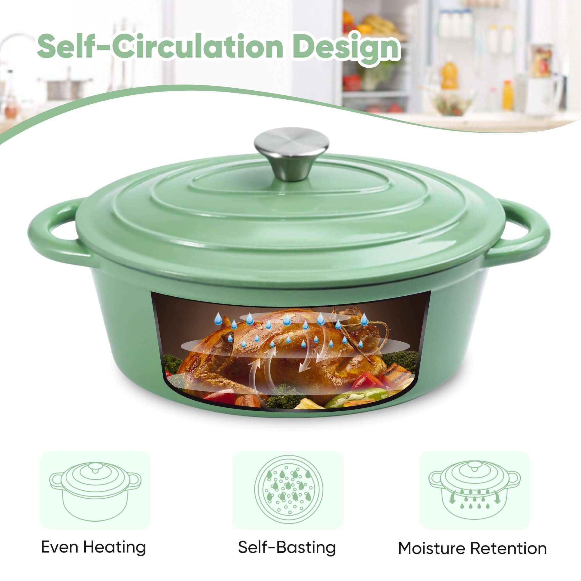 Cast iron soup POTS are suitable for various tools, such as ceramic, gas, induction cookers or barbecue grills. It can be used for cooking, baking and refrigeration.