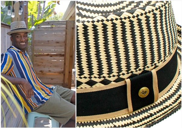 Mazatlan Toyo Straw Tear Drop Crown Band Pin Fedora Hat