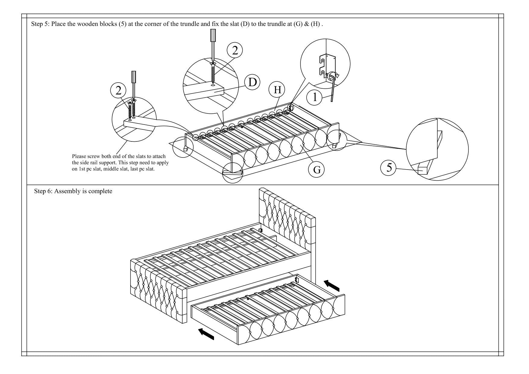 Contemporary Full Size Bed w/ Trundle Slats Light Brown Burlap Upholstered Tufted Headboard Footboard Youth Bedroom Furniture wooden Slats 1pc Bed