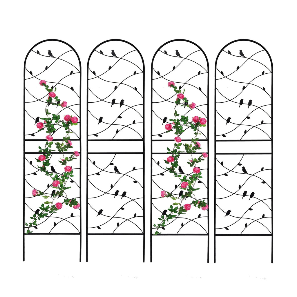 4 Pack Metal Garden Trellis 71" x 19.7" Rustproof Trellis for Climbing Plants Outdoor Flower Support Bird Deco Black