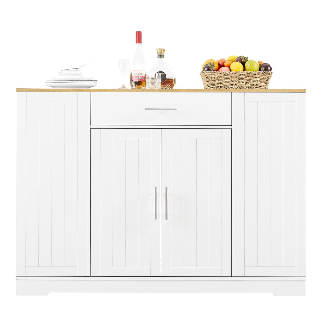 53'' Kitchen Storage Islands with Drawers and Trash Can Storage for Kitchen & Dining. Modern Farmhouse Design, White, 53.2"W x 20.9"D x 38.0"H.