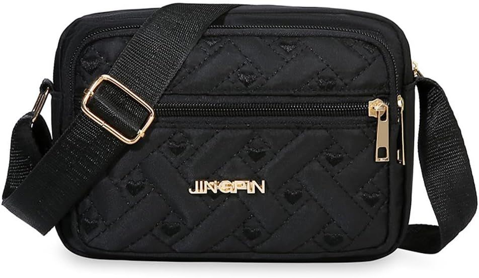 Quilted Crossbody Bags for Women - Oxford Cloth Multi-Layer Shoulder Handbag with Wide Strap -Casual Embroidery Business Bag